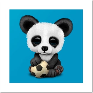 Cute Baby Panda With Football Soccer Ball Posters and Art